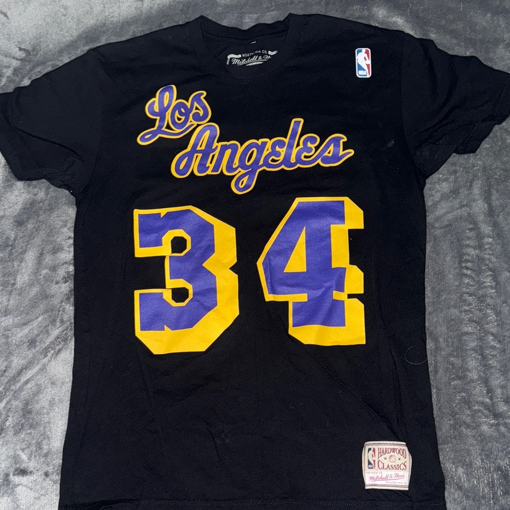 Mitchell & Ness Black T-Shirt with Los Angeles Graphic